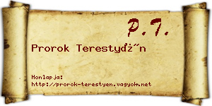 Prorok Terestyén névjegykártya